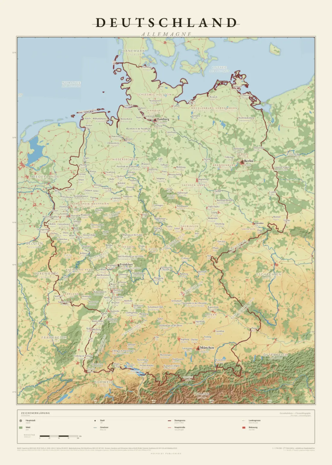 Deutschland — carte murale bilingue